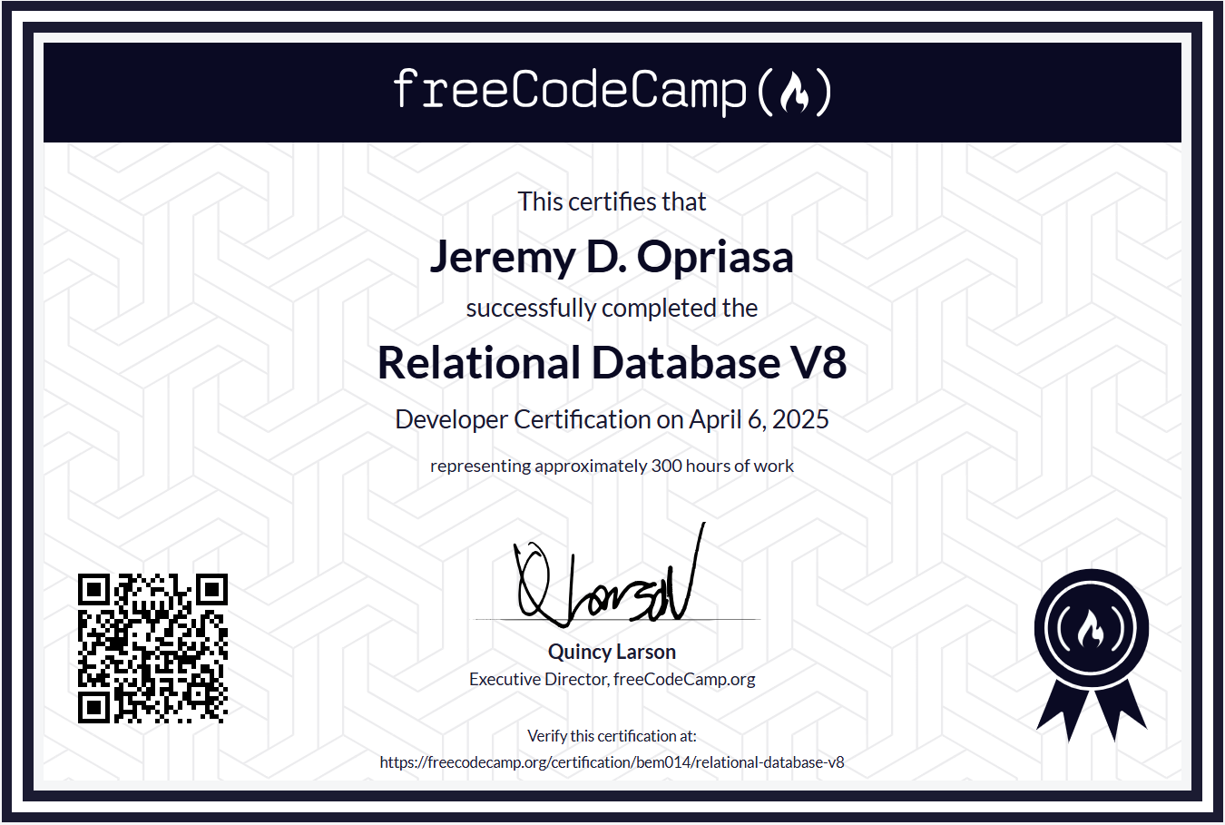 Relational Database Certification